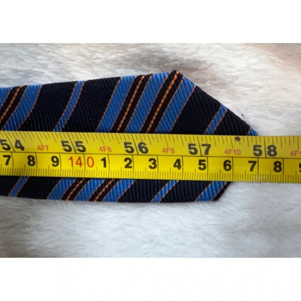 Hudson's Men's Store Tie Blue Striped Executive‎ Collection Cavalry Twill